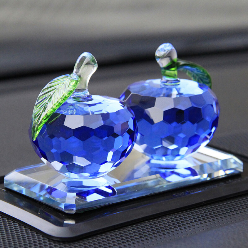 汽車擺件車內(nèi)創(chuàng)意可愛水晶蘋果保平安裝飾品車載車上用品車飾轎車 升級可加香水蘋果藍(lán)